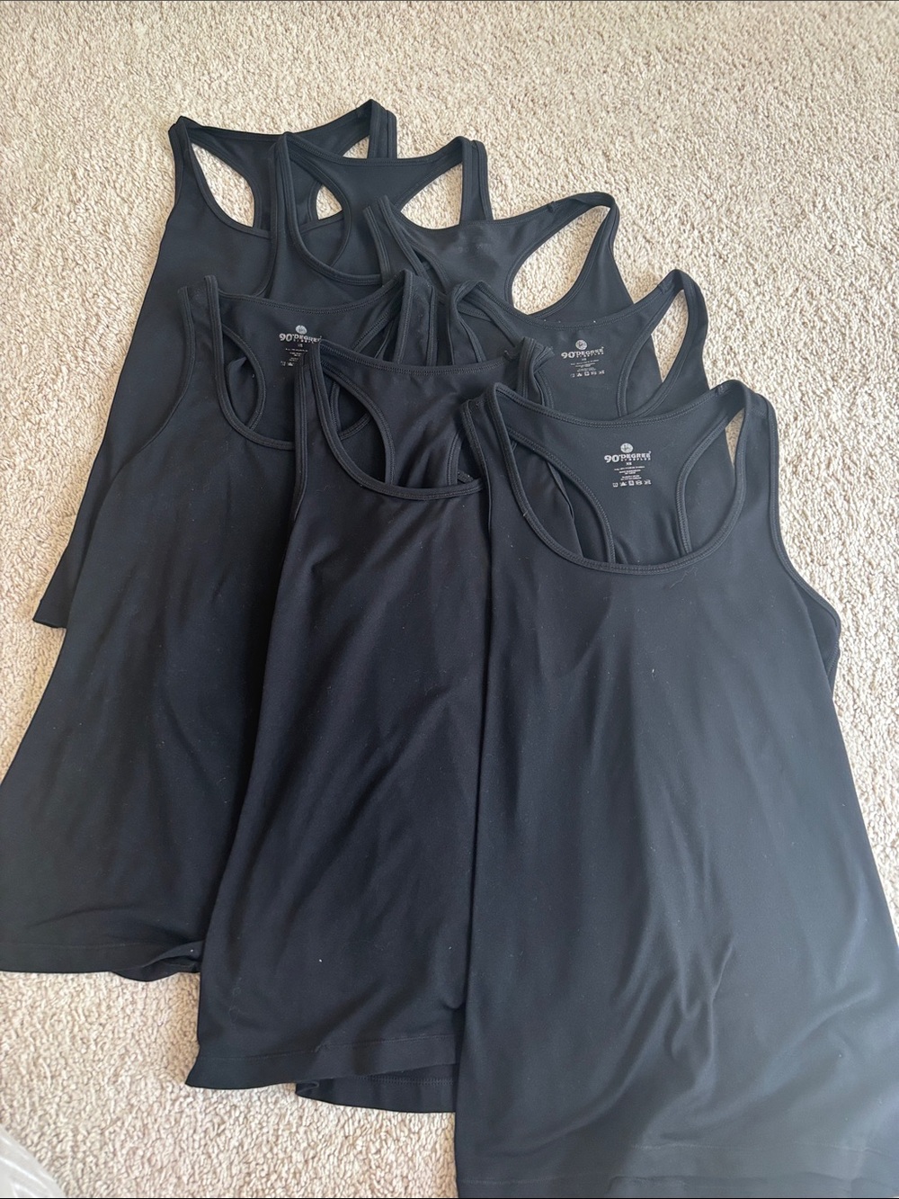 90 Degree By Reflex Black Racerback Tank Tops - Set of 7